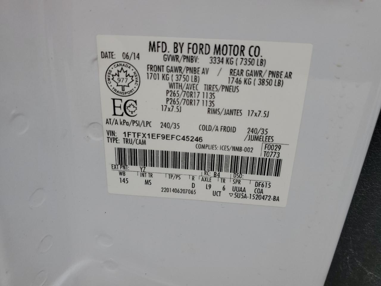 1FTFX1EF9EFC45246 2014 Ford F150 Super Cab