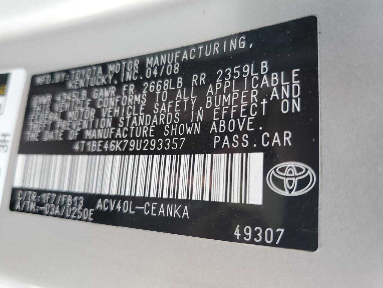 4T1BE46K79U293357 2009 Toyota Camry Base