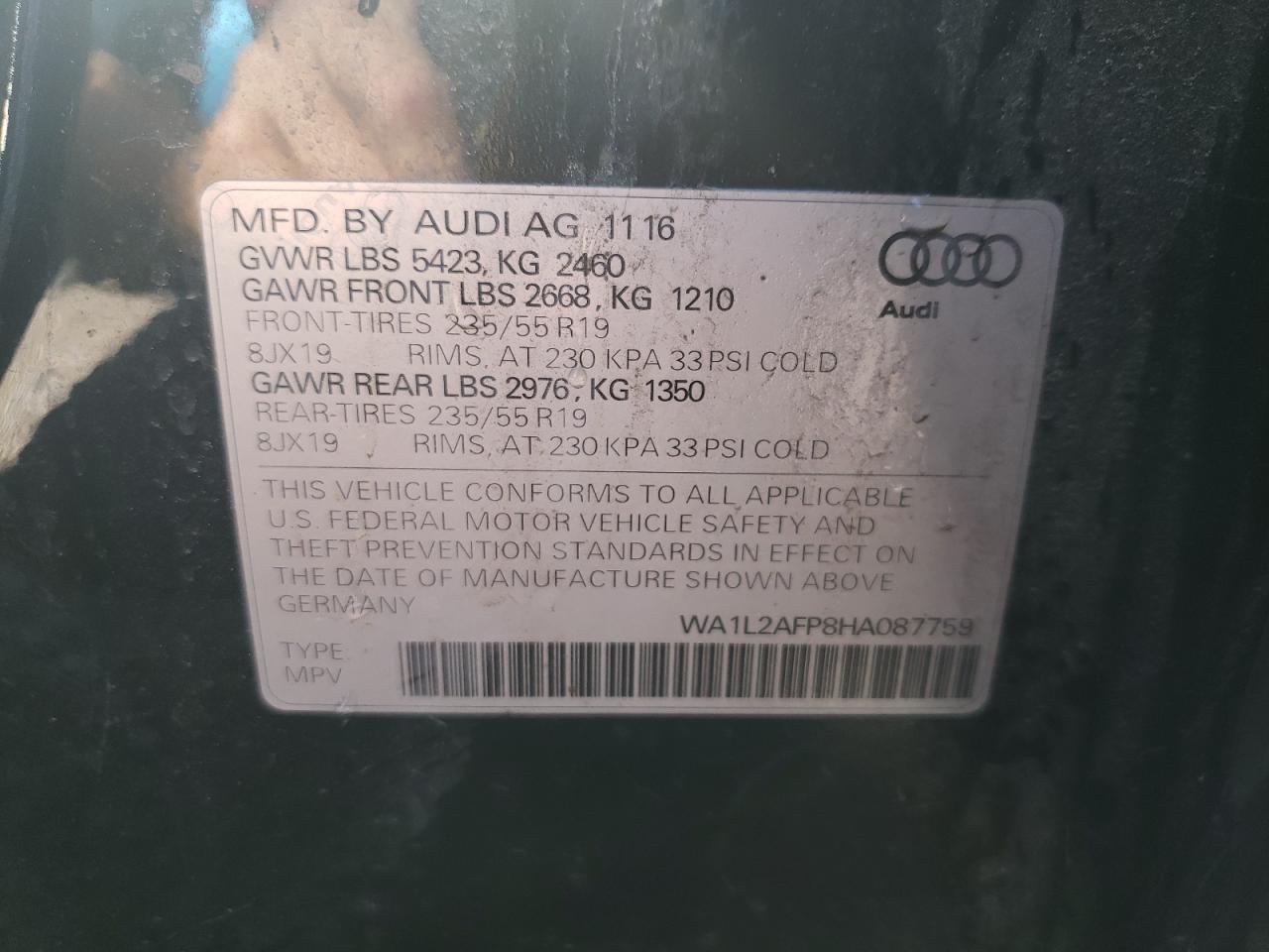 WA1L2AFP8HA087759 2017 Audi Q5 Premium Plus