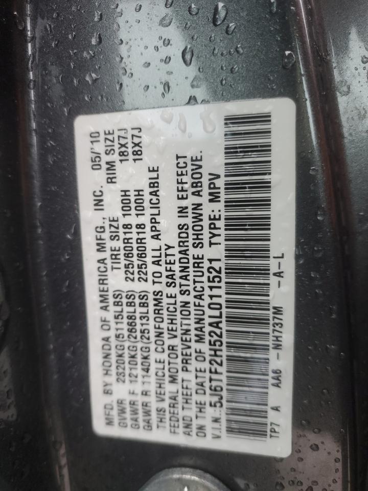 2010 Honda Accord Crosstour Exl VIN: 5J6TF2H52AL011521 Lot: 73754354