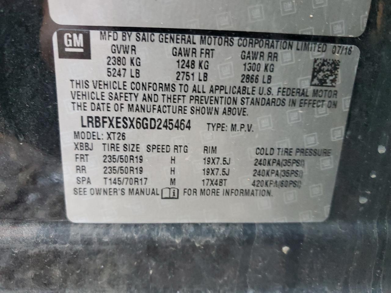 LRBFXESX6GD245464 2016 Buick Envision Premium