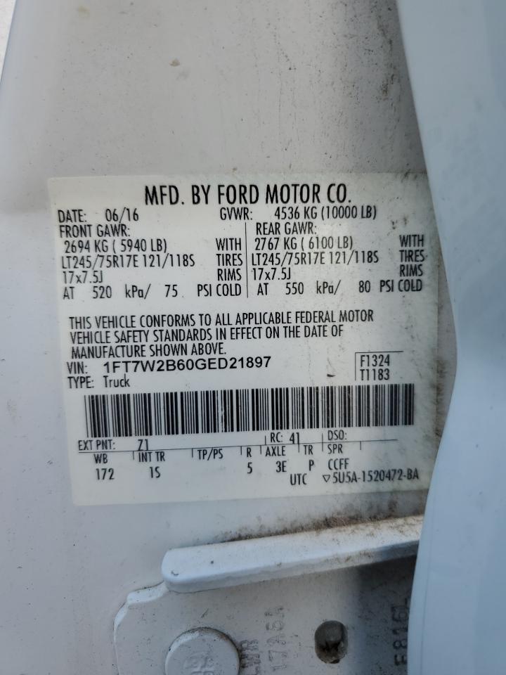 VIN 1FT7W2B60GED21897 2016 FORD F250 no.12