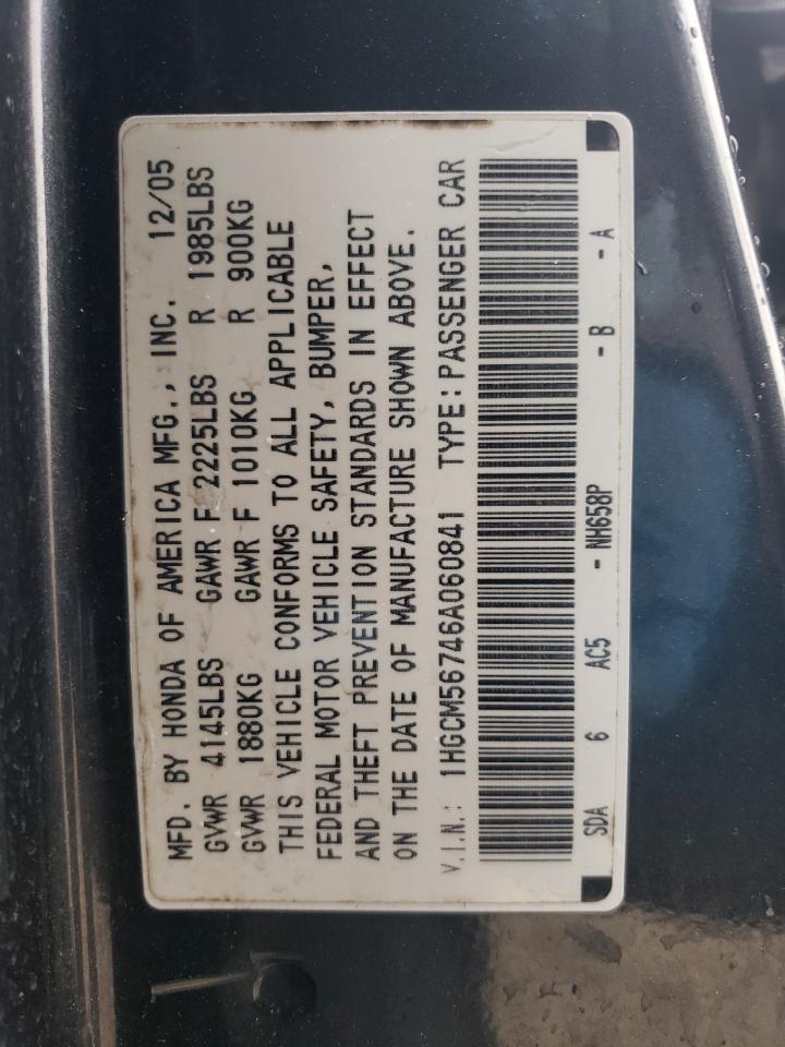 1HGCM56746A060841 2006 Honda Accord Ex