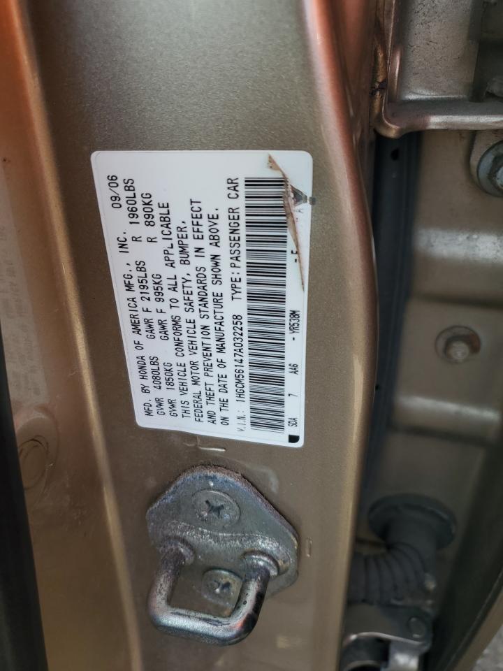 1HGCM56147A032258 2007 Honda Accord Value