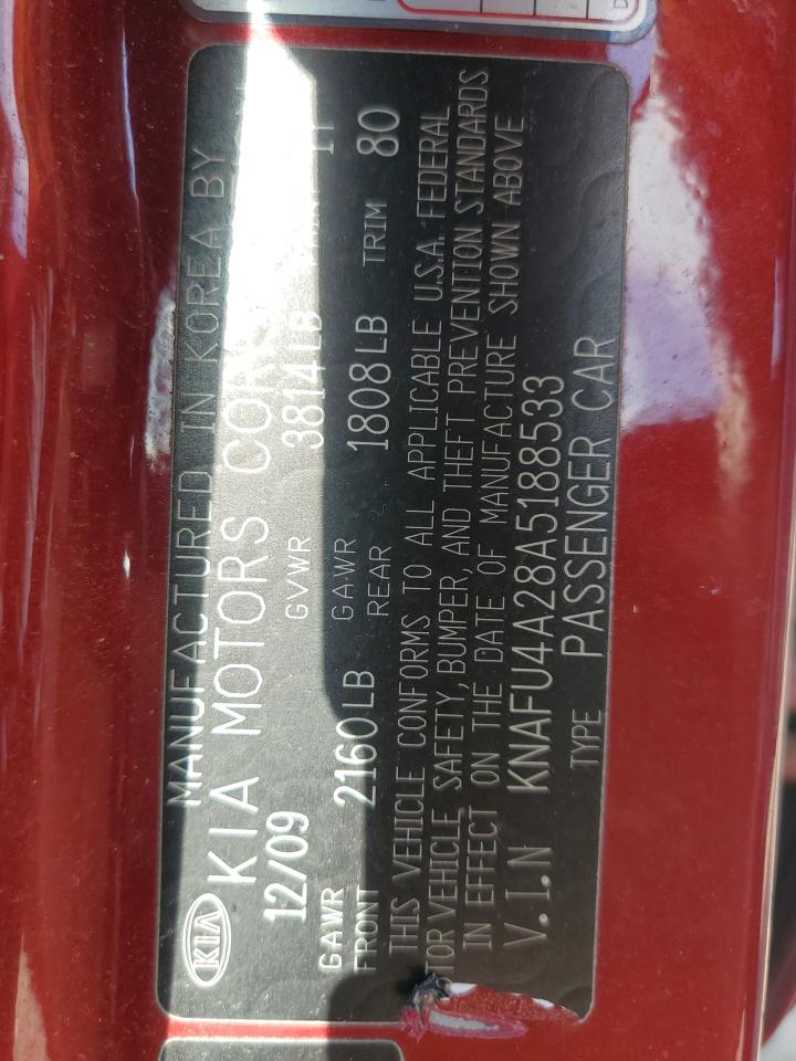 2010 Kia Forte Ex VIN: KNAFU4A28A5188533 Lot: 72255474