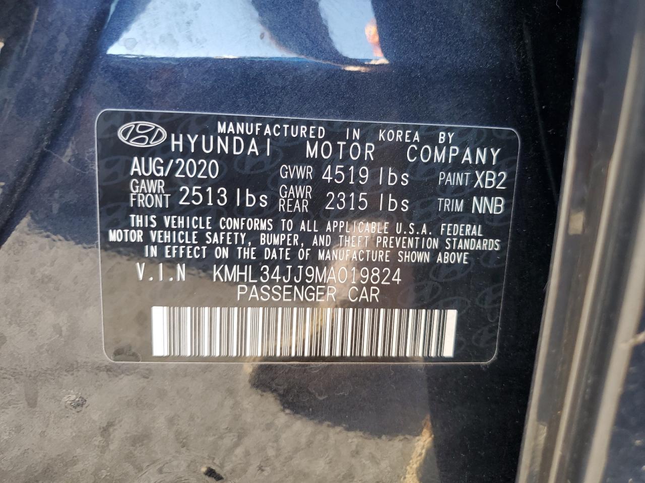 KMHL34JJ9MA019824 2021 Hyundai Sonata Hybrid