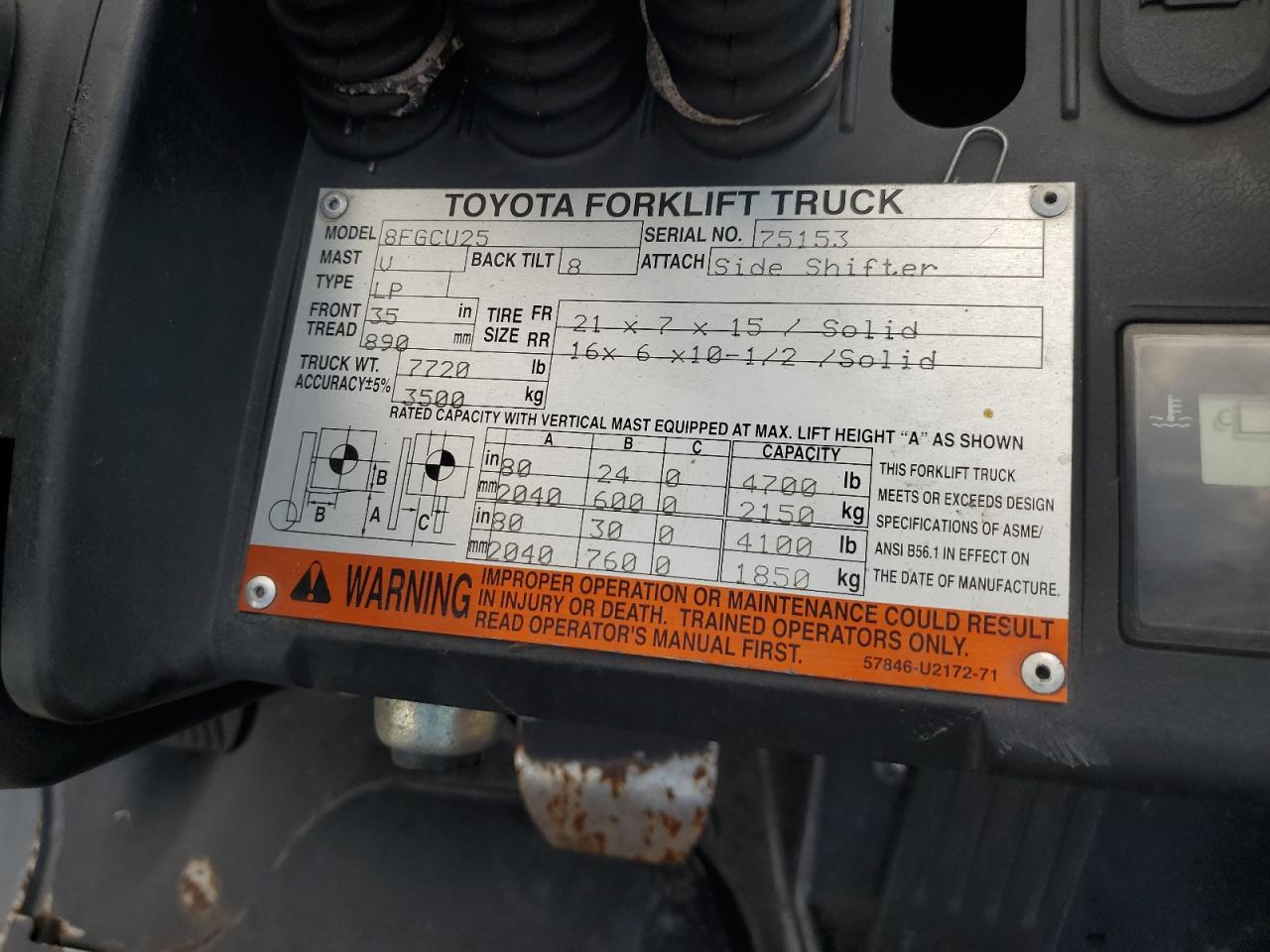 8FGCU2575153 2016 Toyota Forklift