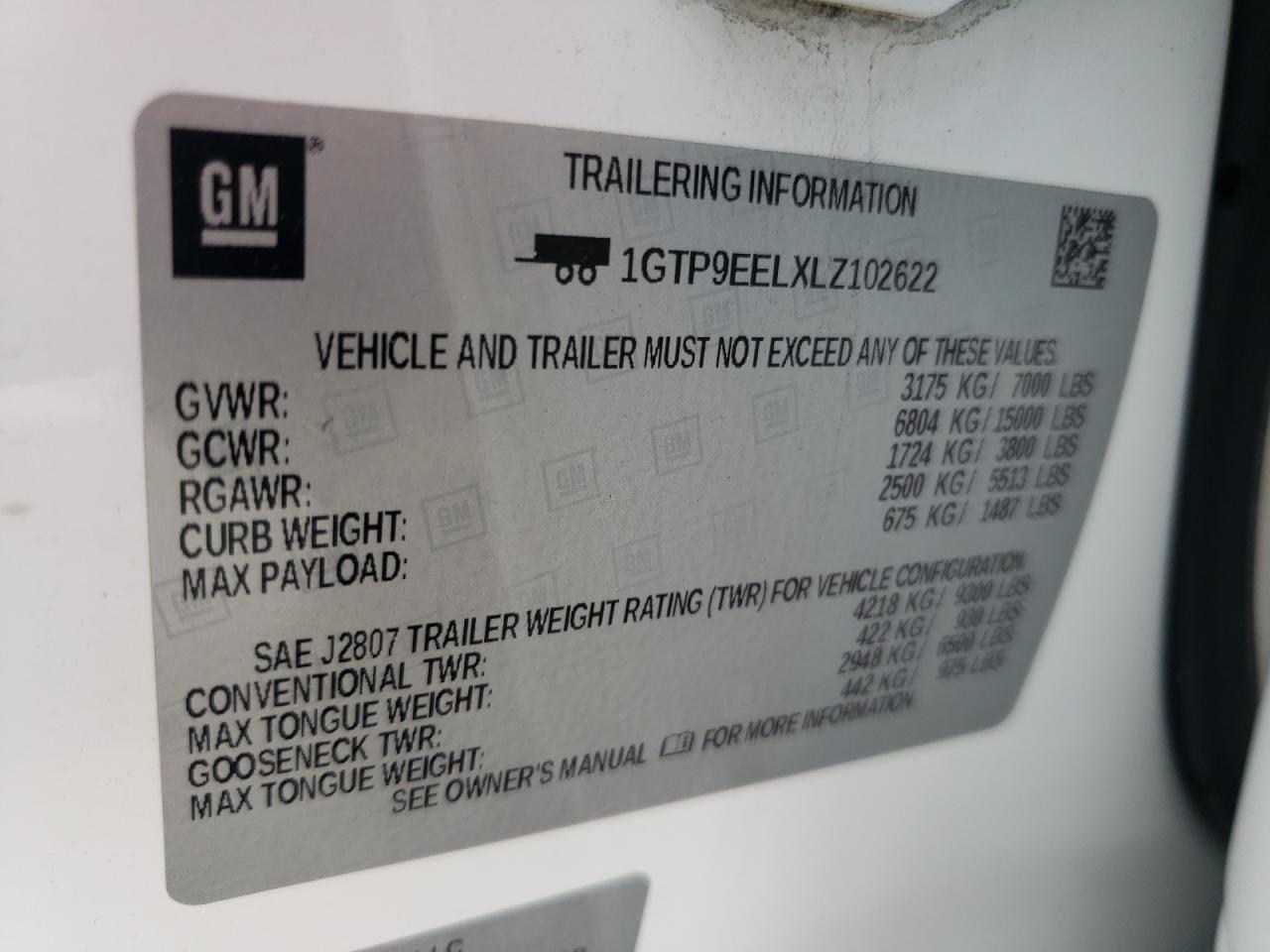 2020 GMC Sierra K1500 At4 VIN: 1GTP9EELXLZ102622 Lot: 69854214