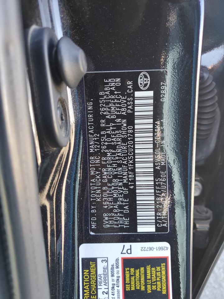 4T1BF1FK5CU201780 2012 Toyota Camry Base