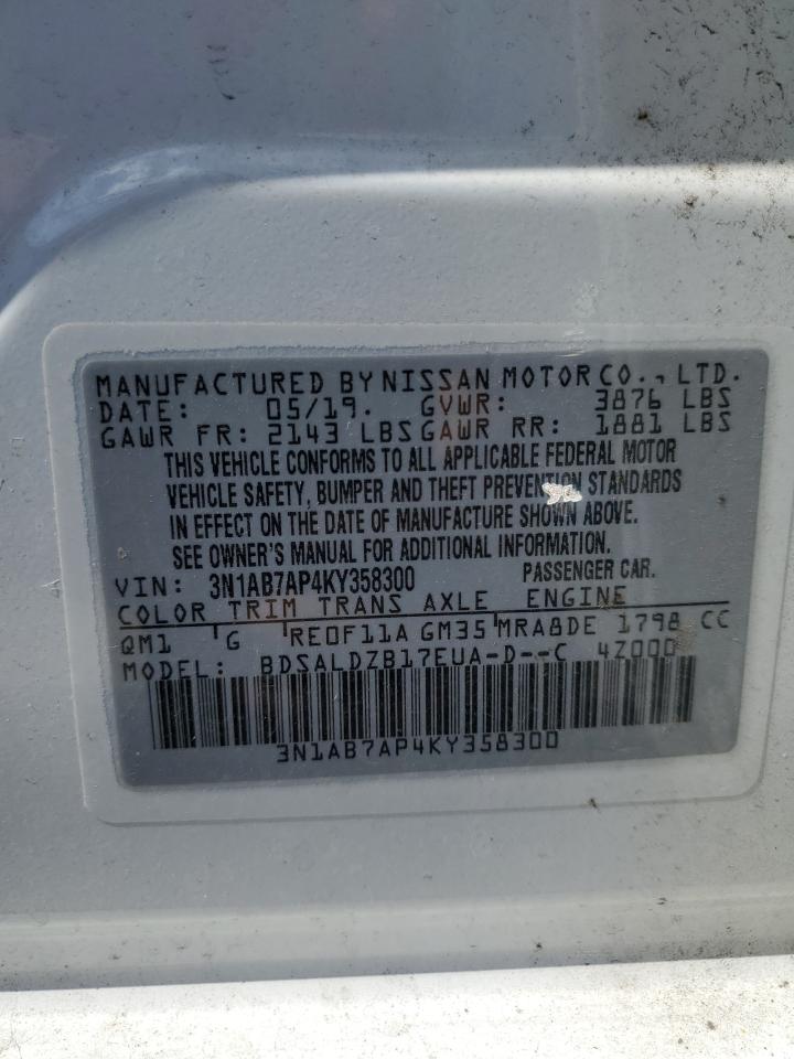 3N1AB7AP4KY358300 2019 Nissan Sentra S