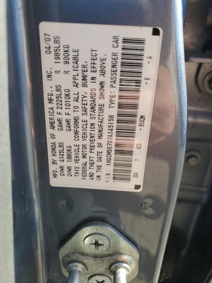 1HGCM56707A145158 2007 Honda Accord Ex