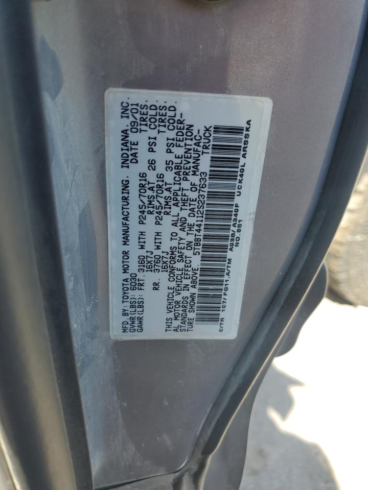 2002 Toyota Tundra Access Cab VIN: 5TBBT44112S237633 Lot: 69768414