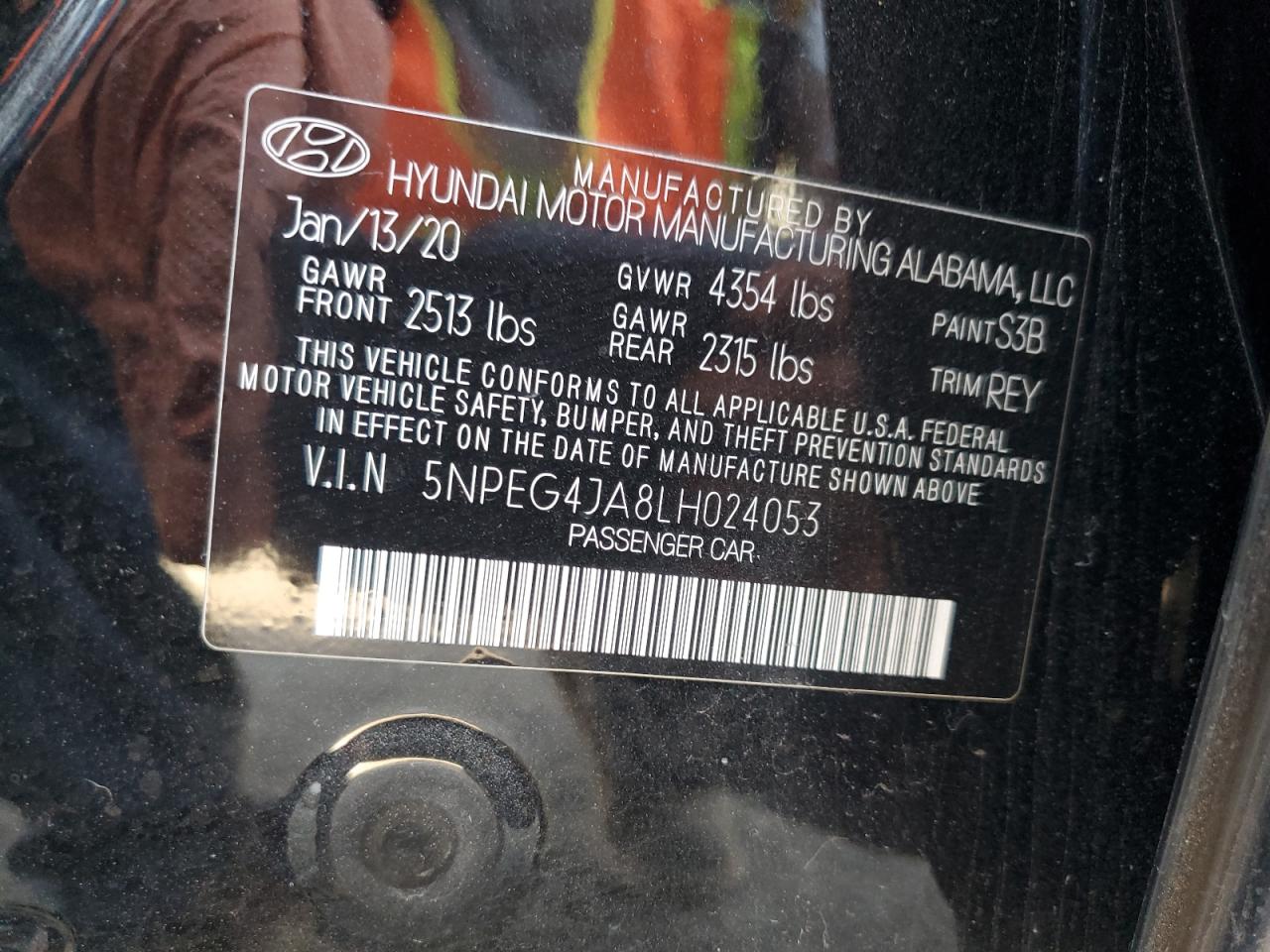 5NPEG4JA8LH024053 2020 Hyundai Sonata Se