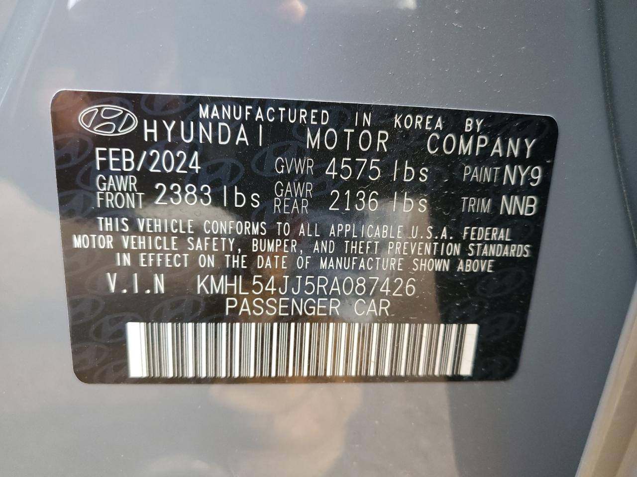 KMHL54JJ5RA087426 2024 Hyundai Sonata Hybrid