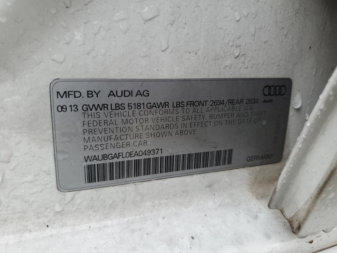 WAUBGAFL0EA049371 2014 Audi S4 Premium Plus