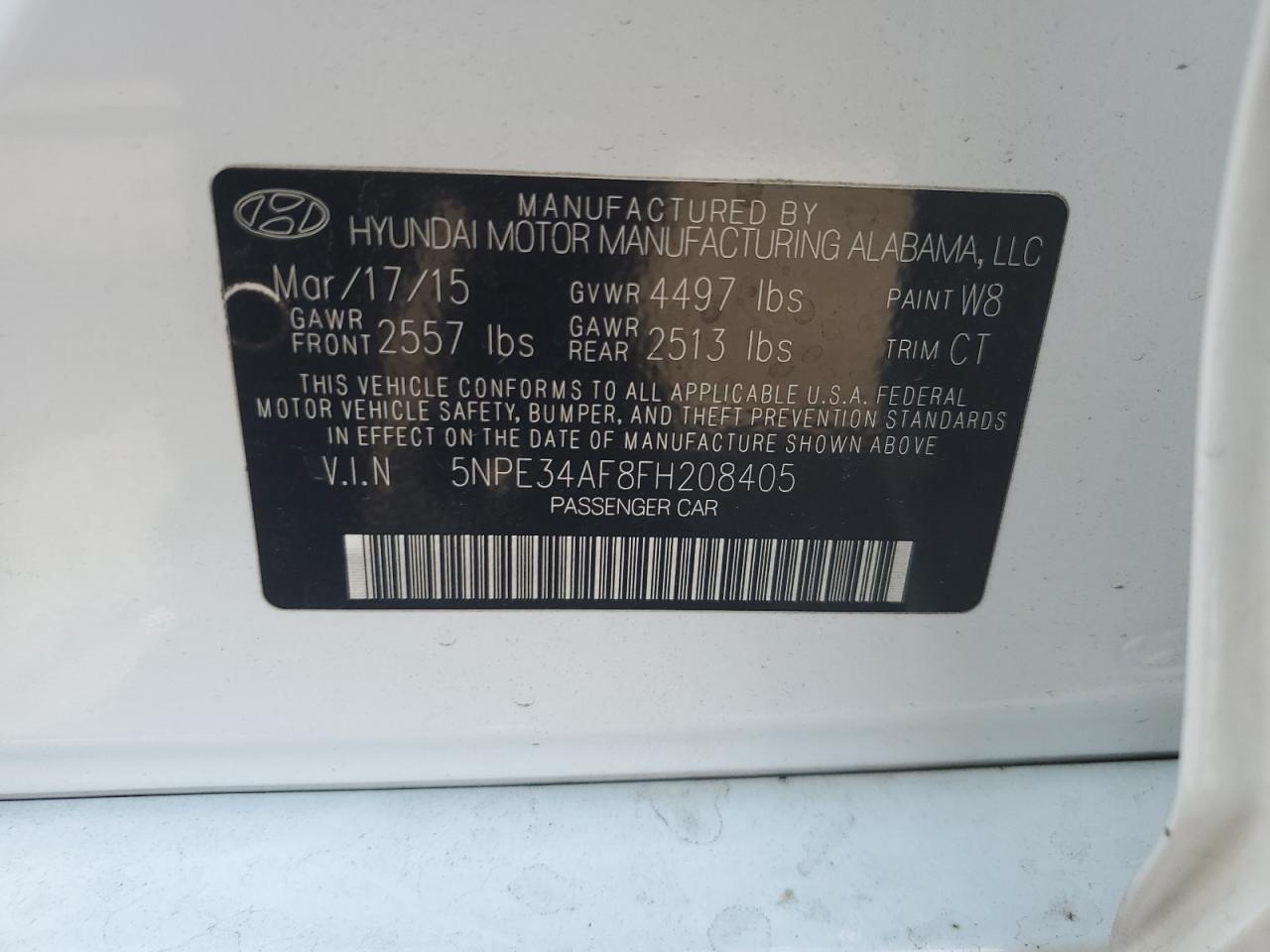 5NPE34AF8FH208405 2015 Hyundai Sonata Sport