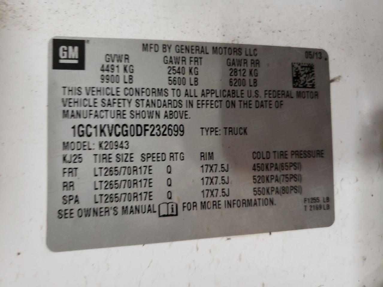 2013 Chevrolet Silverado K2500 Heavy Duty VIN: 1GC1KVCG0DF232699 Lot: 73140444