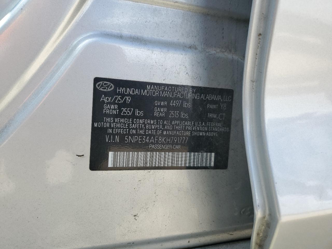 5NPE34AF2KH771136 2019 Hyundai Sonata Limited