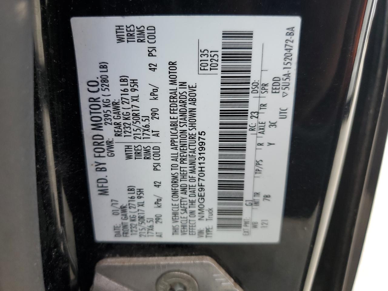 NM0GE9F70H1319975 2017 Ford Transit Connect Xlt