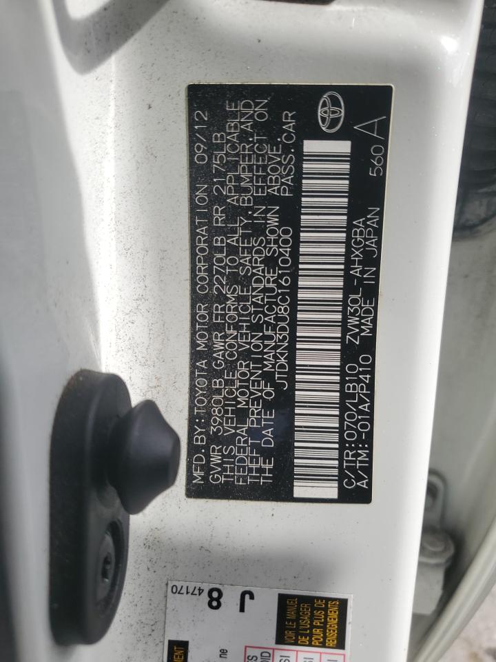 JTDKN3DU8C1610400 2012 Toyota Prius
