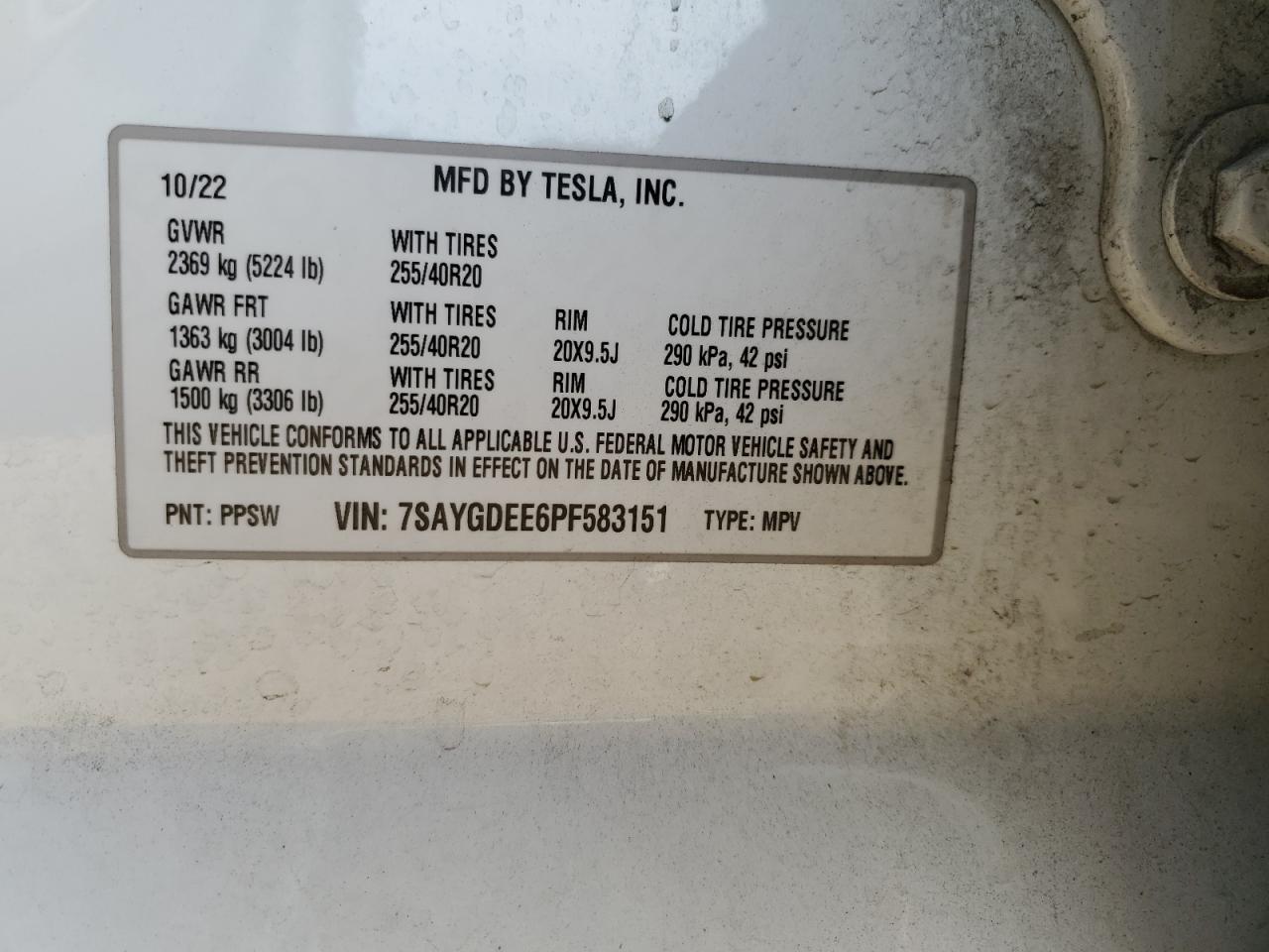 7SAYGDEE6PF583151 2023 Tesla Model Y