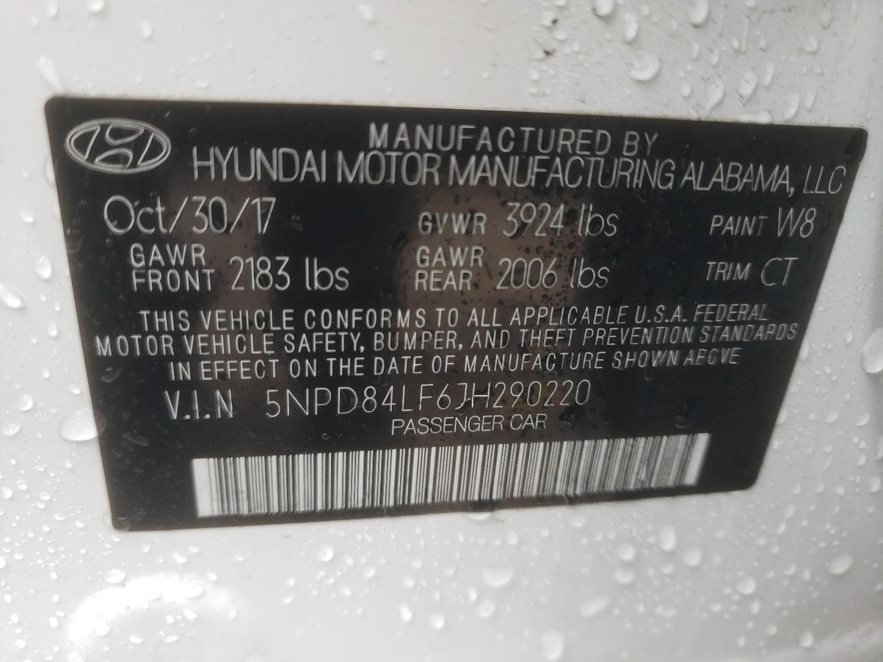 5NPD84LF6JH290220 2018 Hyundai Elantra Sel