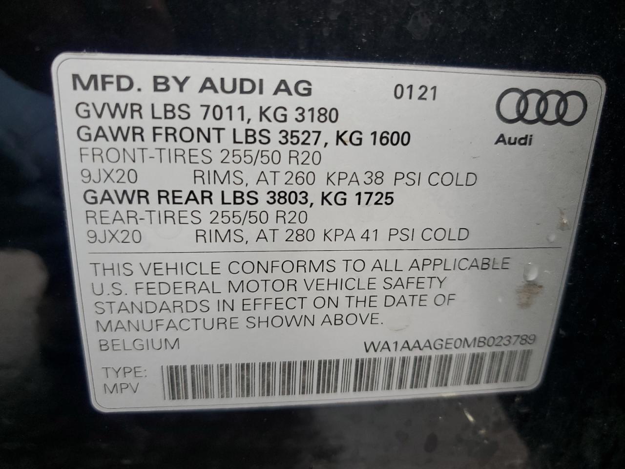 WA1AAAGE0MB023789 2021 Audi E-Tron Premium