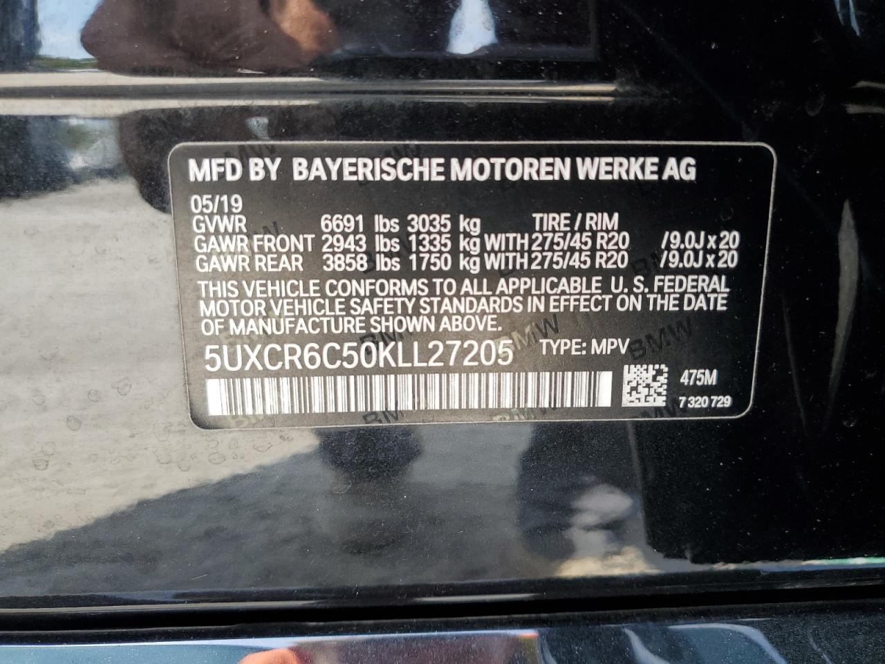 5UXCR6C50KLL27205 2019 BMW X5 xDrive40I