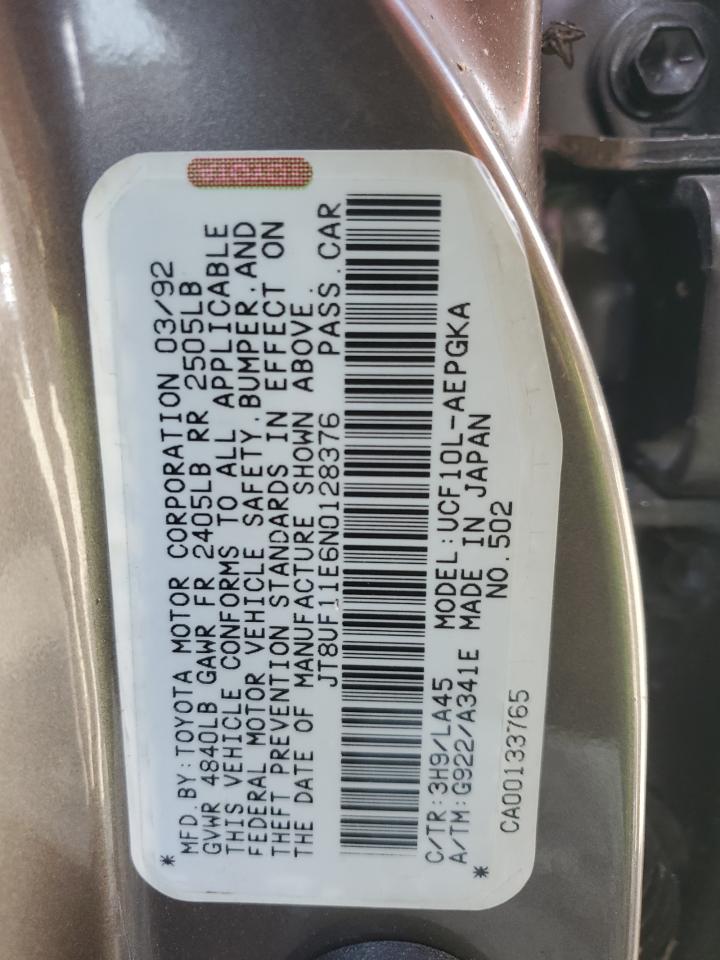 1992 Lexus Ls 400 VIN: JT8UF11E6N0128376 Lot: 70445094