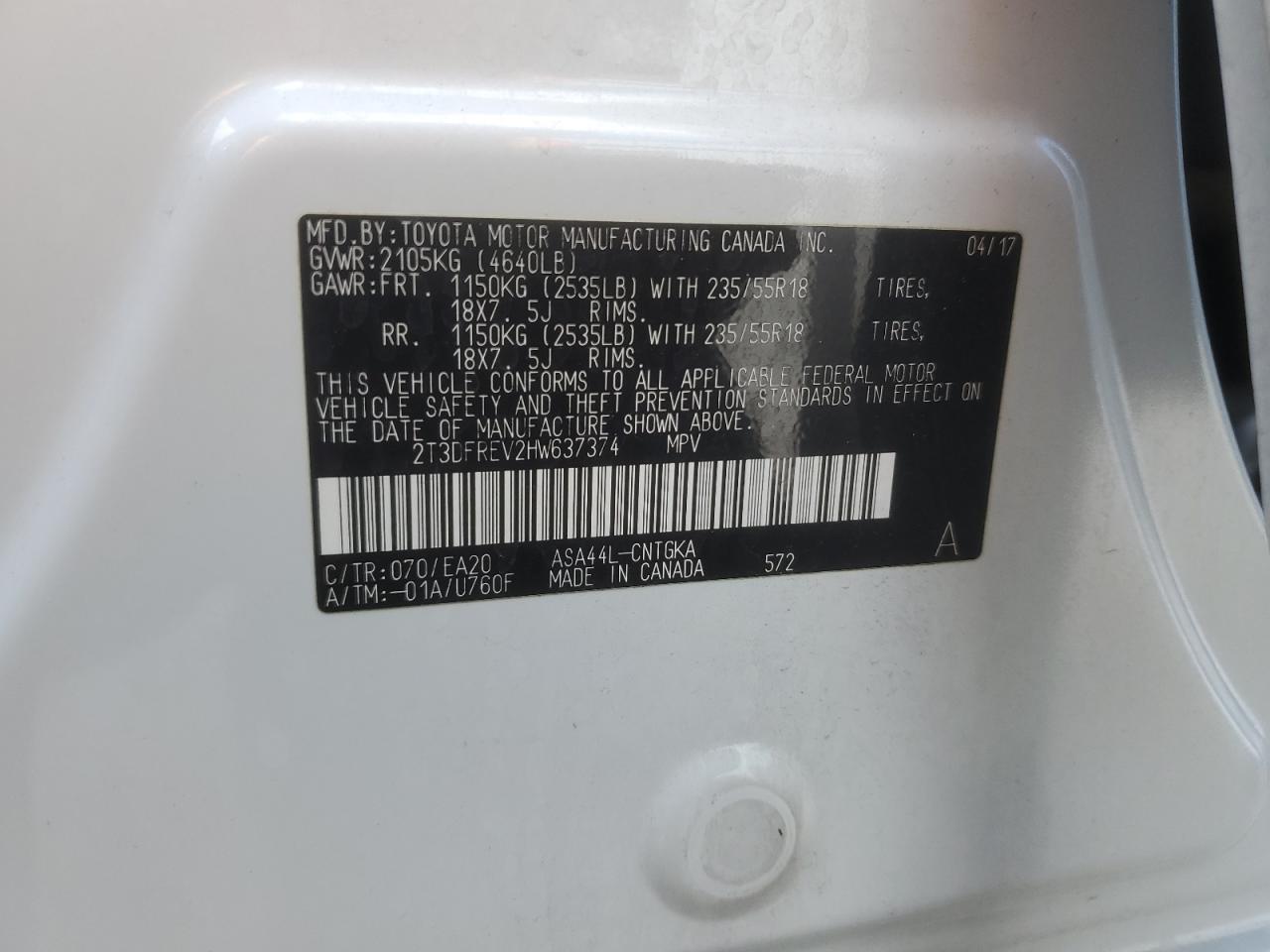 2T3DFREV2HW637374 2017 TOYOTA RAV 4 - Image 15