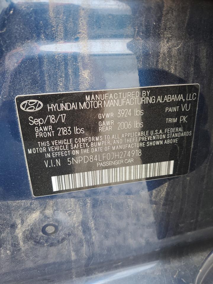 5NPD84LF0JH274918 2018 Hyundai Elantra Sel