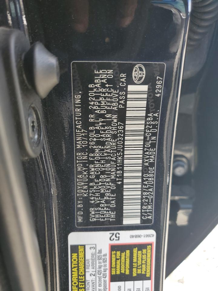 4T1B11HK5JU032367 2018 Toyota Camry L