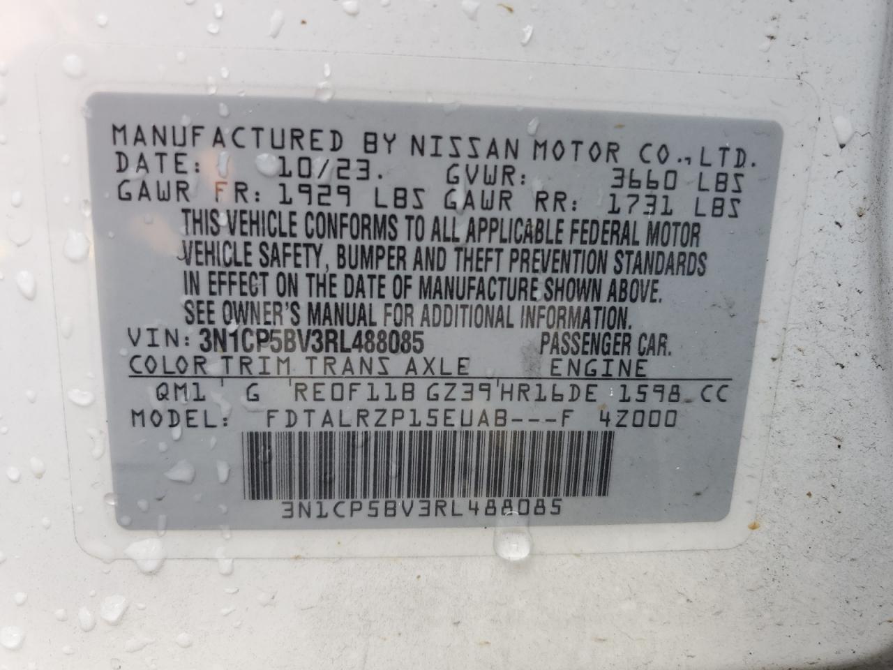 3N1CP5BV3RL488085 2024 Nissan Kicks S