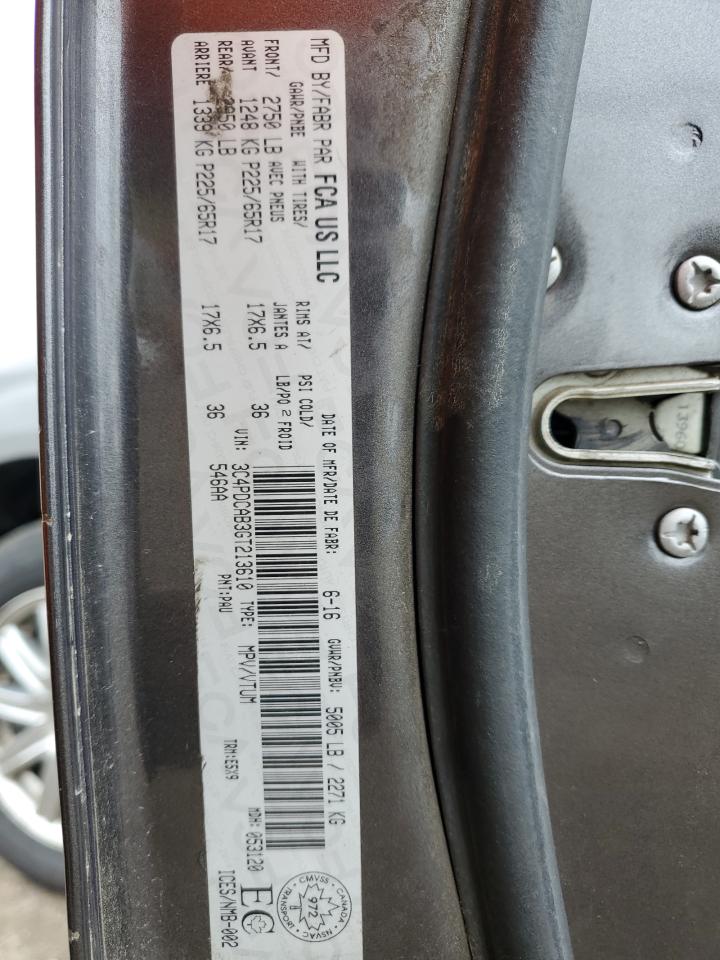 2016 Dodge Journey Se VIN: 3C4PDCAB3GT213610 Lot: 72717354