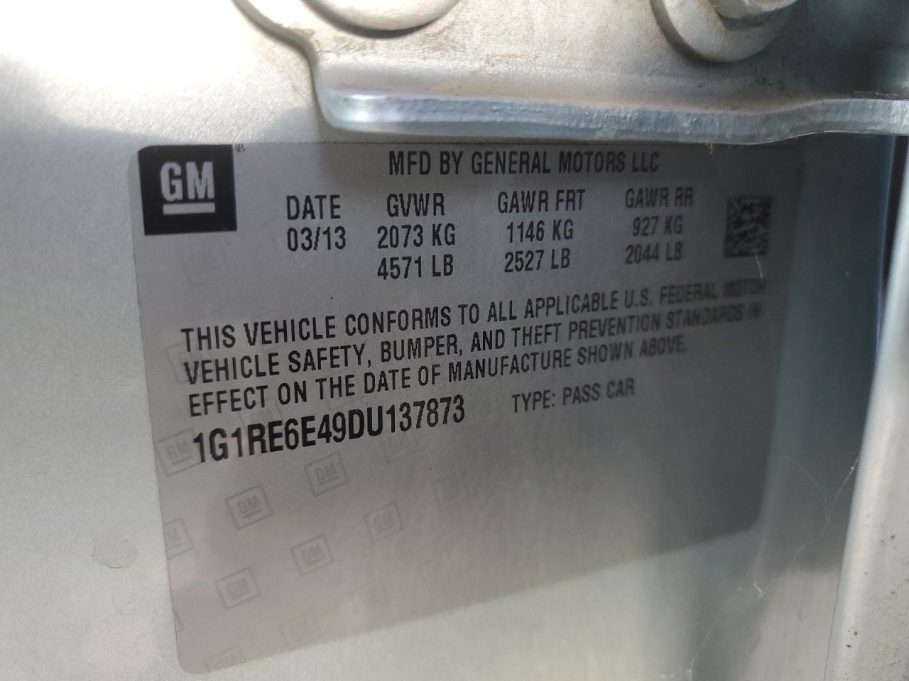 1G1RE6E49DU137873 2013 Chevrolet Volt