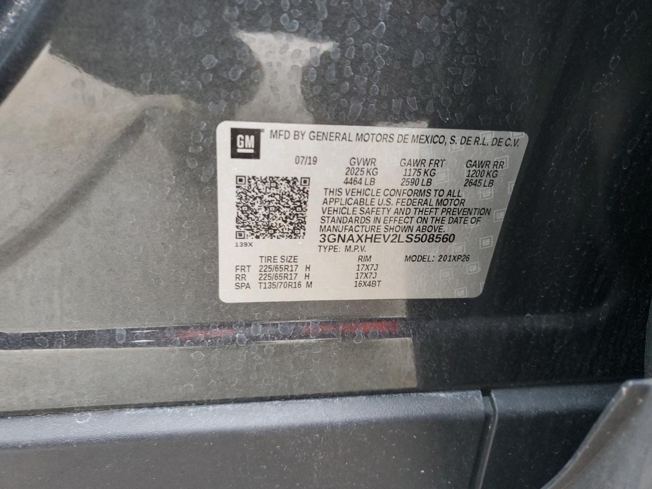 3GNAXHEV2LS508560 CHEVROLET EQUINOX 2020