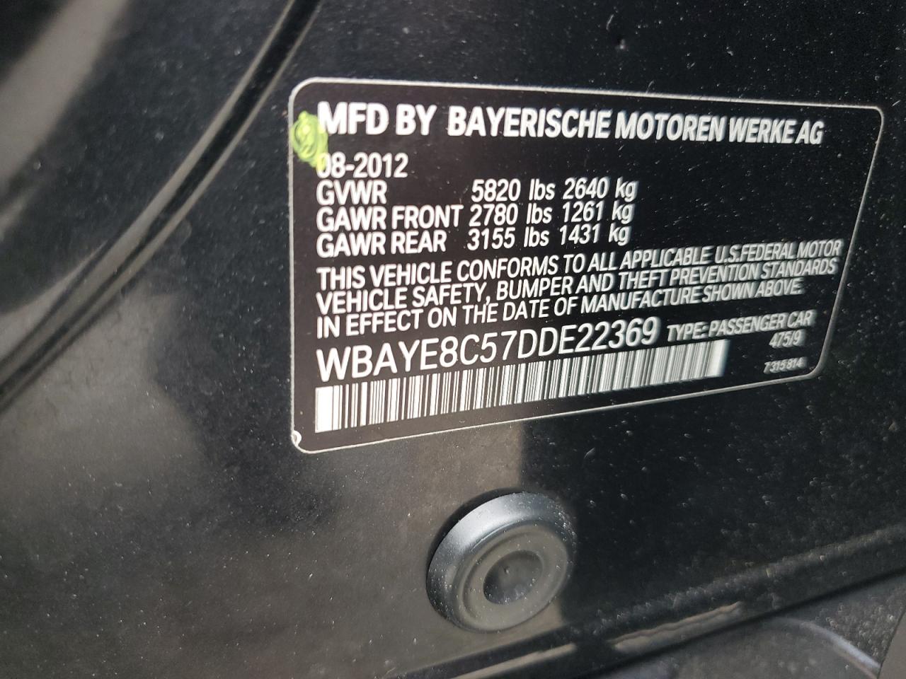 WBAYE8C57DDE22369 2013 BMW 750 Li