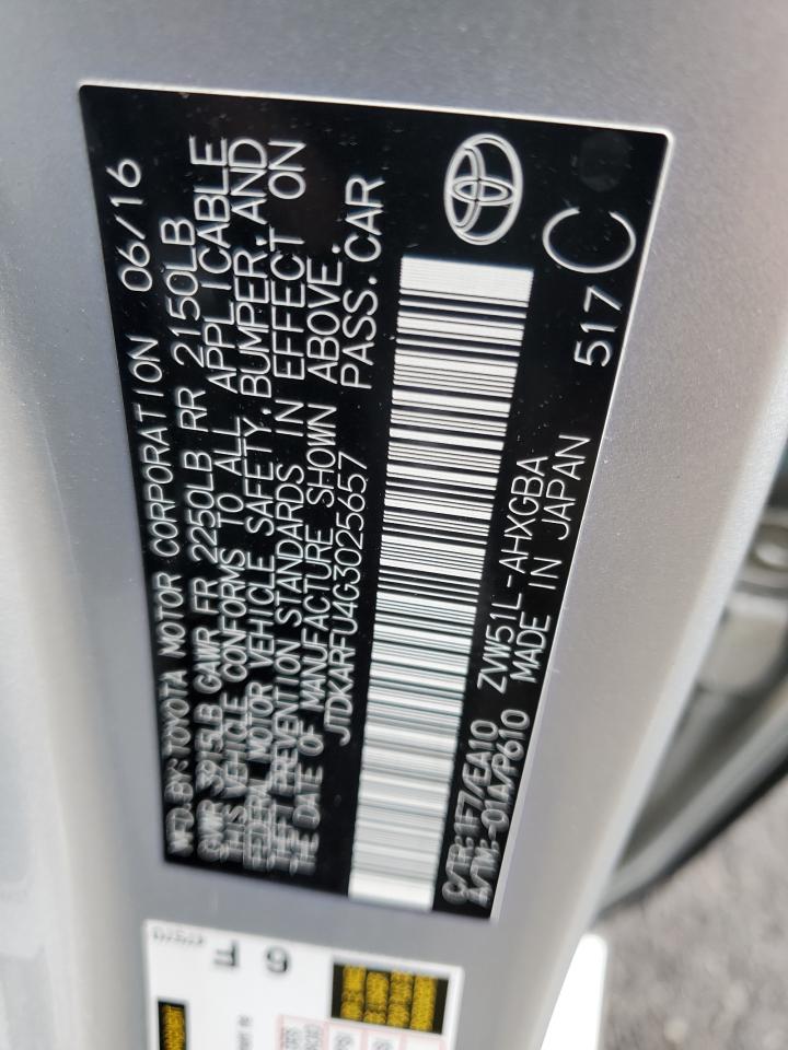 JTDKARFU4G3025657 2016 Toyota Prius