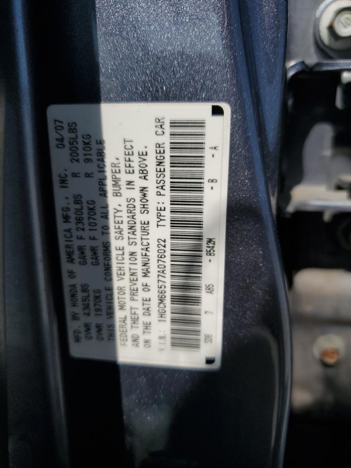 1HGCM66577A076022 2007 Honda Accord Ex