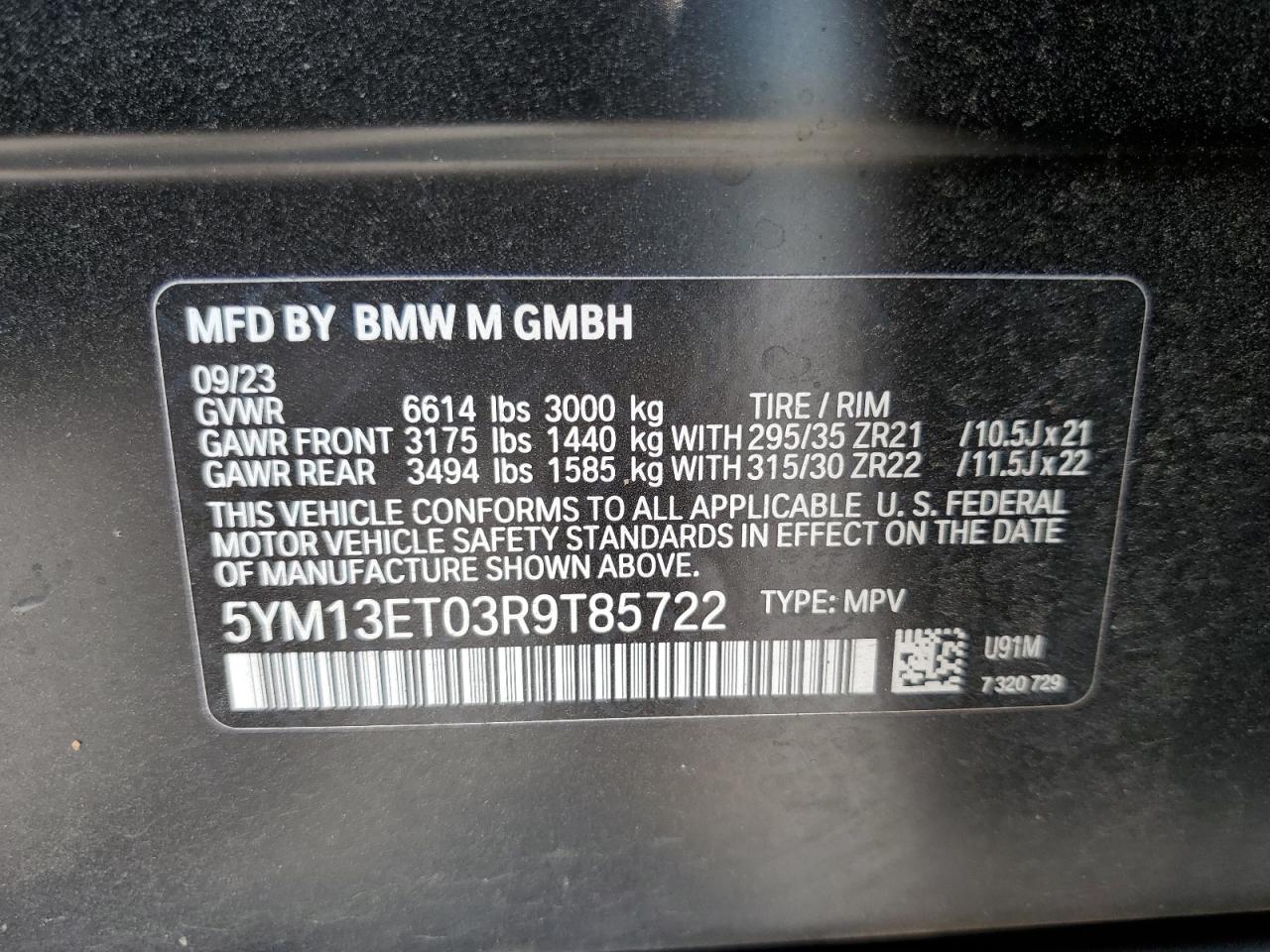 5YM13ET03R9T85722 2024 BMW X5 M Competition