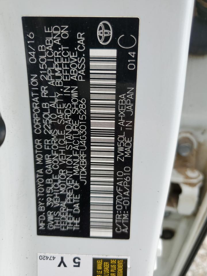 JTDKBRFU4G3015286 2016 Toyota Prius