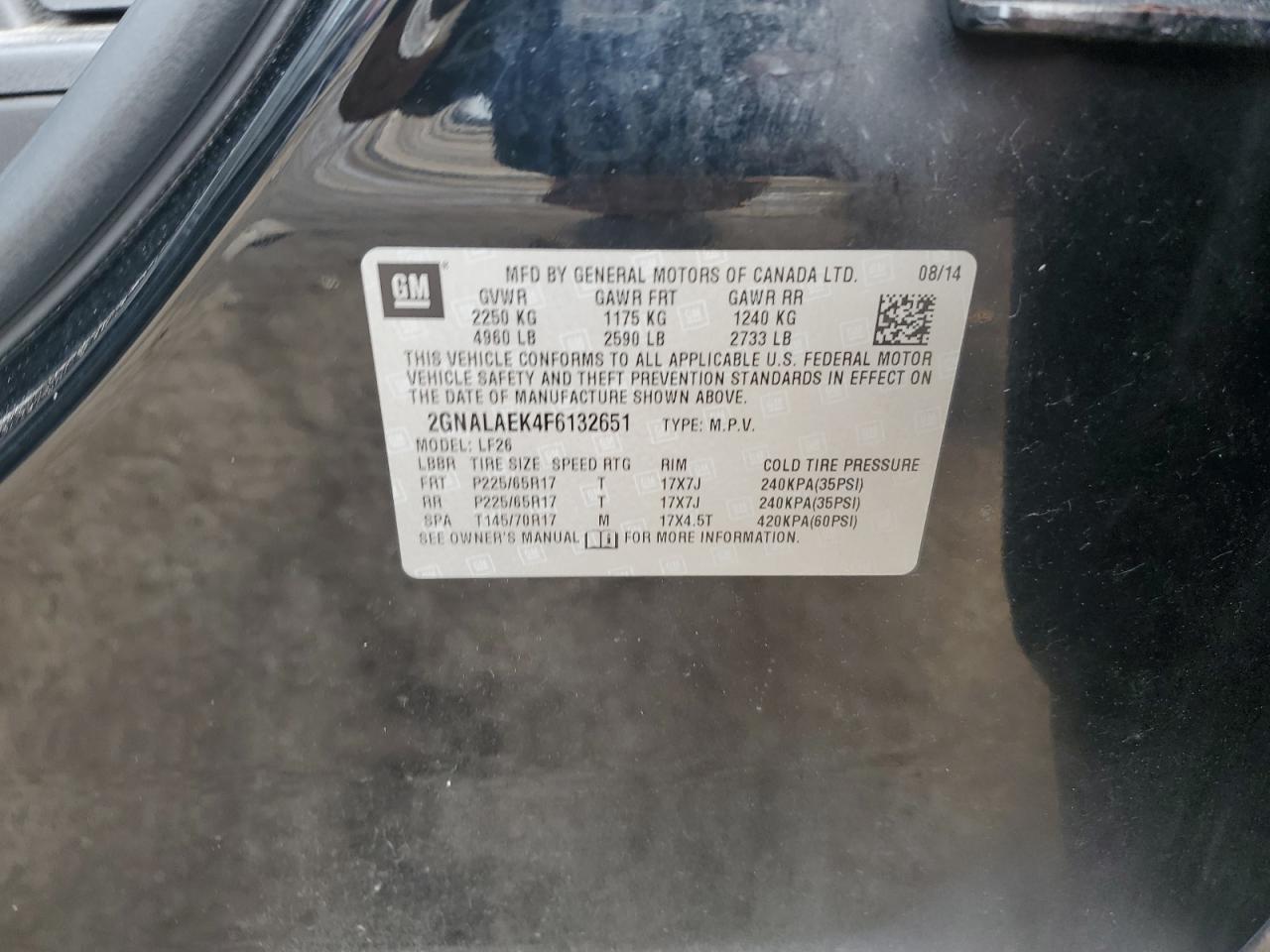 VIN 2GNALAEK4F6132651 2015 CHEVROLET EQUINOX no.13