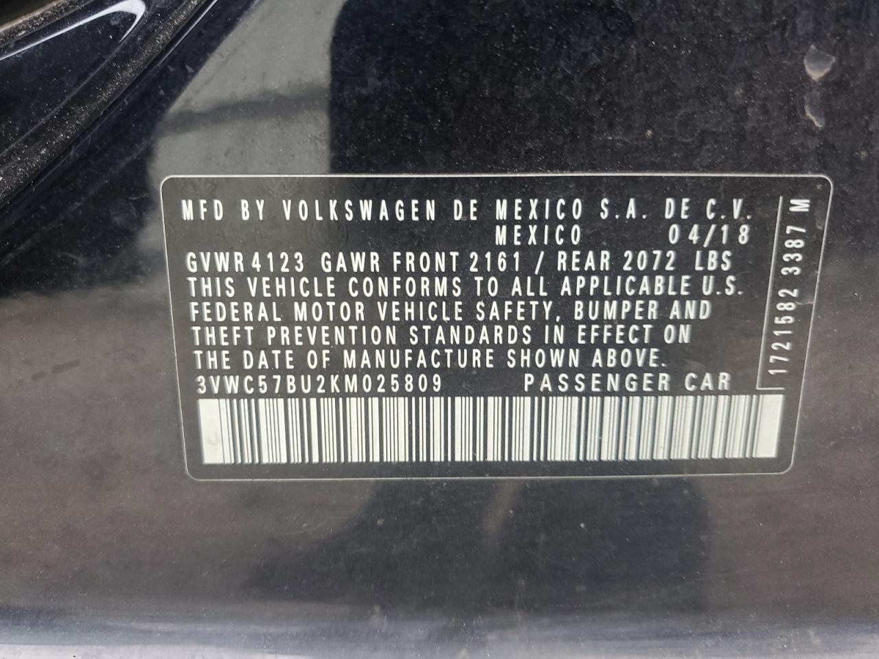 3VWC57BU2KM025809 2019 VOLKSWAGEN JETTA - Image 12