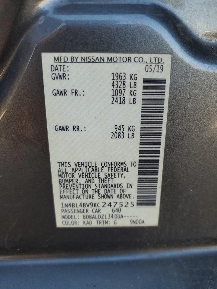 1N4BL4BV9KC247525 2019 Nissan Altima S