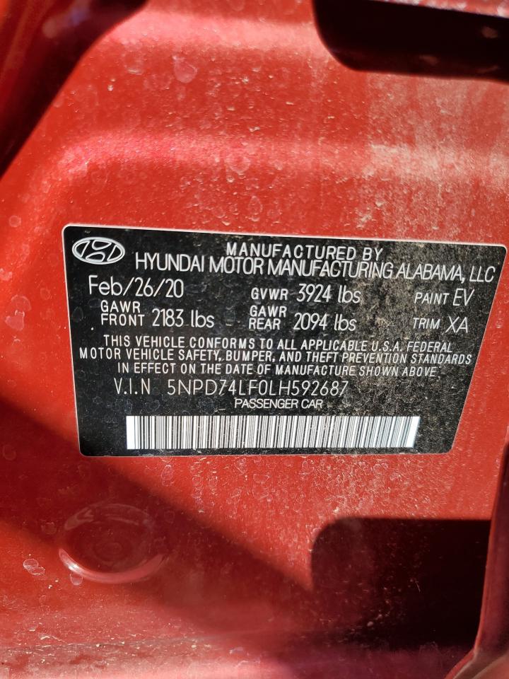 5NPD74LF0LH592687 2020 Hyundai Elantra Se