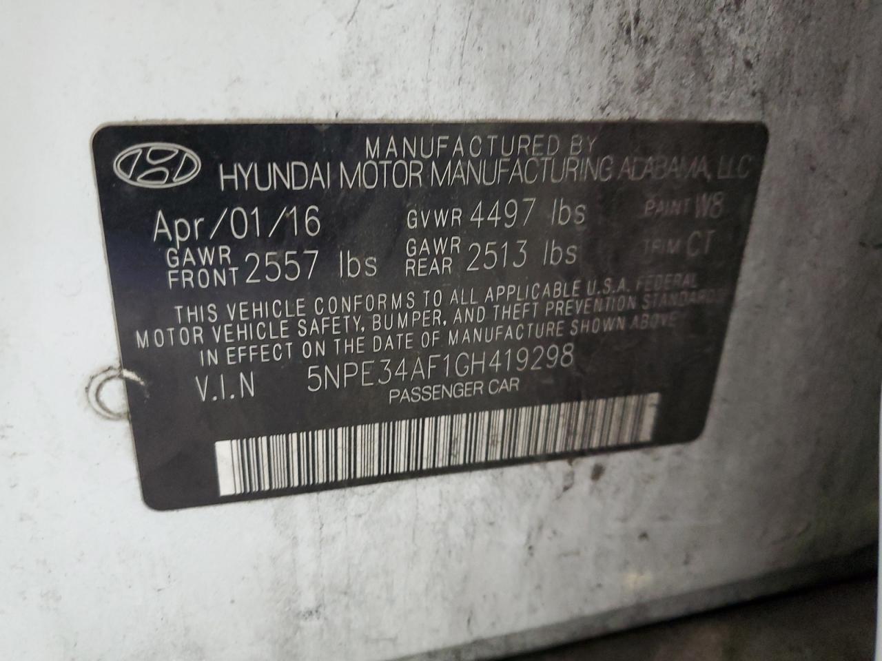 5NPE34AF1GH419298 2016 Hyundai Sonata Sport