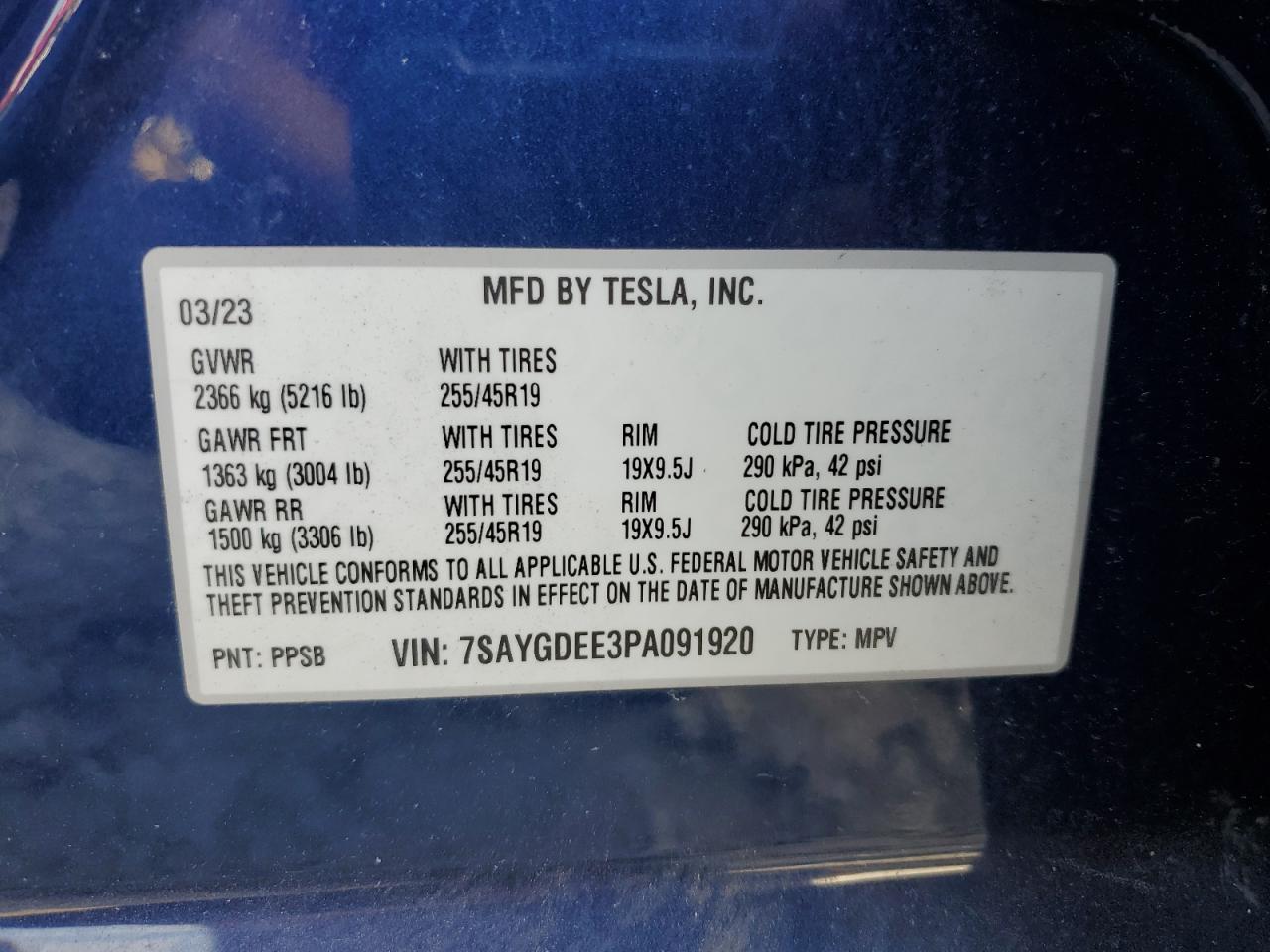 7SAYGDEE3PA091920 2023 TESLA MODEL Y - Image 13