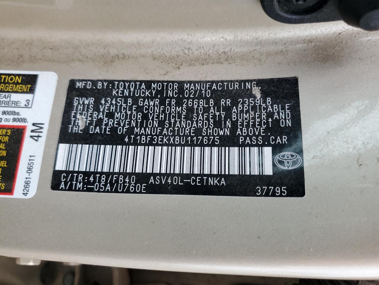 4T1BF3EKXBU117675 2011 Toyota Camry Base