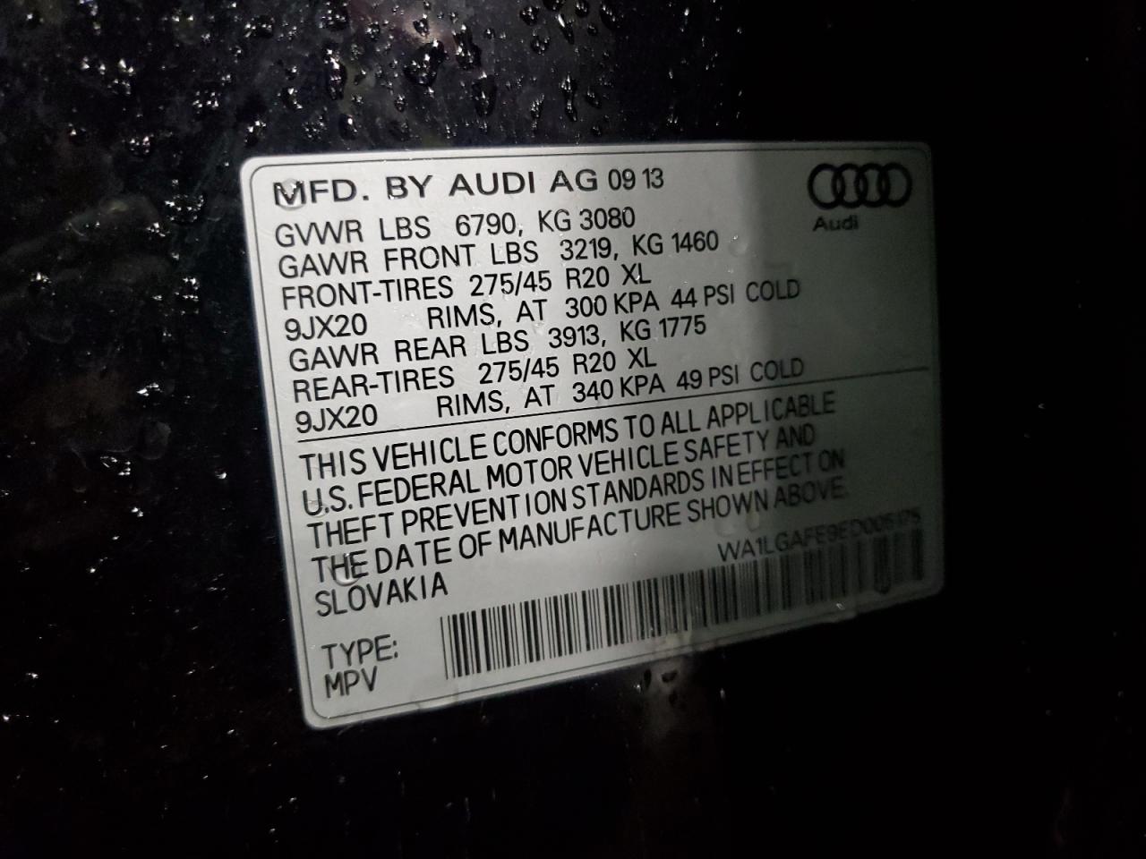 WA1LGAFE9ED005175 2014 Audi Q7 Premium Plus