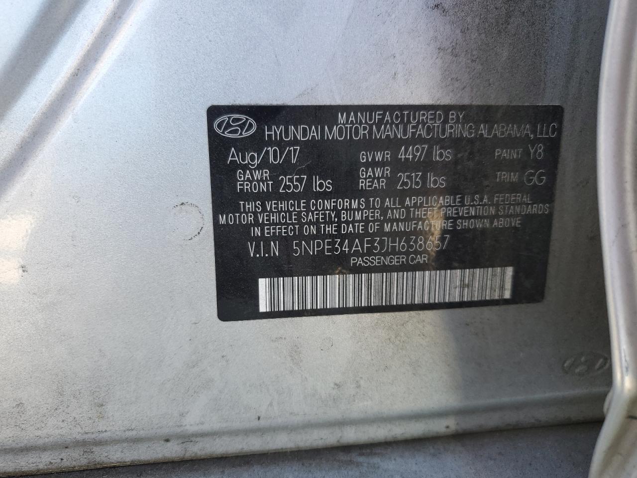 5NPE34AF3JH638657 2018 Hyundai Sonata Sport